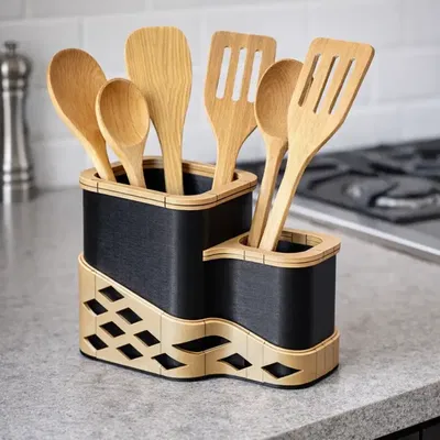 Khay Đựng Dụng Cụ Nhà Bếp 2 Ngăn Thông Minh - Tiện Lợi