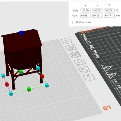 Kho Than Xe Lửa 3D N Scale (Coal Hopper) Có Trụ Đỡ
