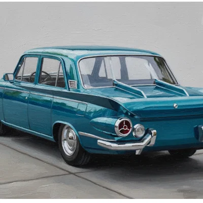 Mô Hình Xe Hơi Cổ Điển Màu Xanh Ngọc Bích Độc Đáo