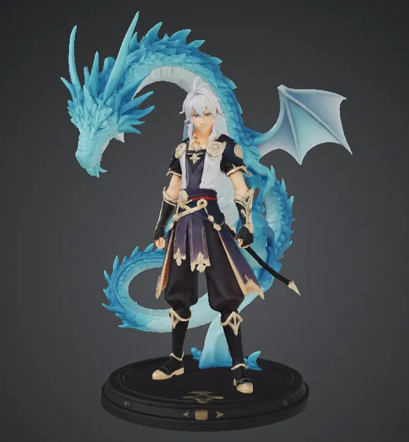 Tượng Anh Hùng Cùng Rồng Xanh Dành Cho Fan Fantasy - Image 1