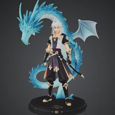 Tượng Anh Hùng Cùng Rồng Xanh Dành Cho Fan Fantasy