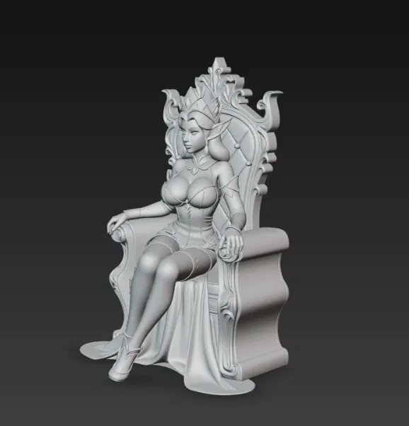 Nữ Hoàng Elf Ngồi Trên Ngai Vàng - Mô Hình 3D Fantasy Độc Đáo - Image 2