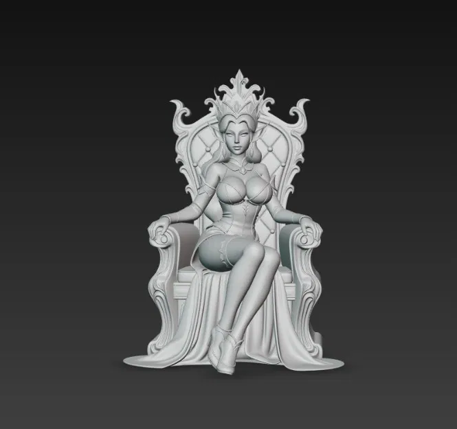 Nữ Hoàng Elf Ngồi Trên Ngai Vàng - Mô Hình 3D Fantasy Độc Đáo - Image 4