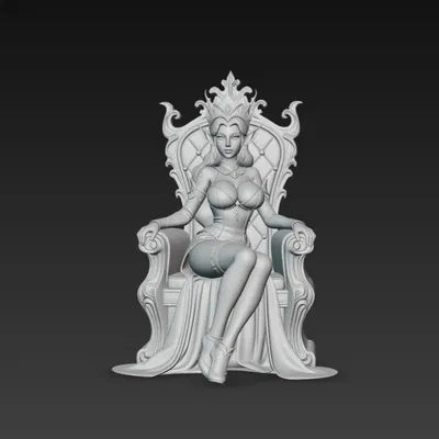 Nữ Hoàng Elf Ngồi Trên Ngai Vàng - Mô Hình 3D Fantasy Độc Đáo