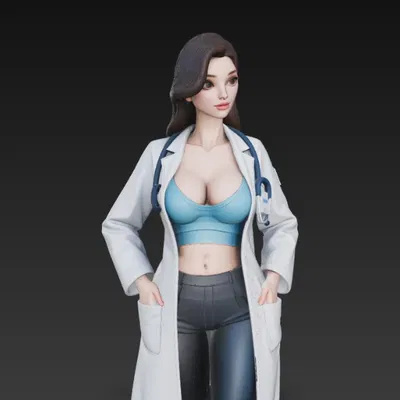 Mô Hình Nữ Bác Sĩ Gợi Cảm, Áo Khoác Trắng – Đồ Trang Trí Độc Đáo