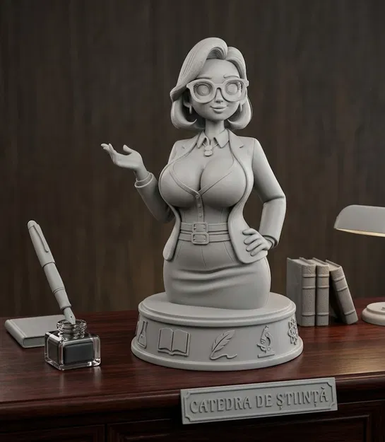 Mô Hình Cô Giáo Xinh Đẹp Đeo Kính - Tượng Trang Trí 3D Độc Đáo - Image 1