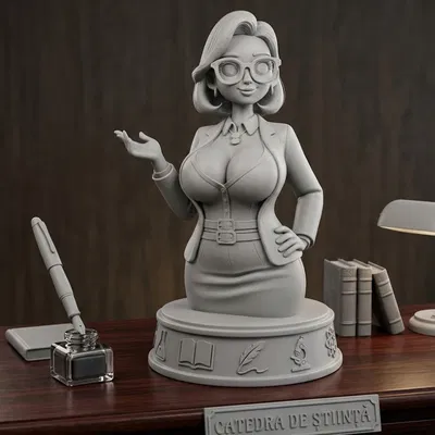 Mô Hình Cô Giáo Xinh Đẹp Đeo Kính - Tượng Trang Trí 3D Độc Đáo