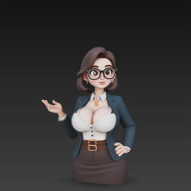 Mô Hình Cô Giáo Xinh Đẹp Đeo Kính - Tượng Trang Trí 3D Độc Đáo - Image 3