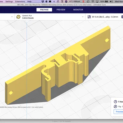 (Tùy chọn 2/2) Ngàm gắn DIN Rail cho TB6600 Microstep Driver (v2.0.0 & 2.0.1)