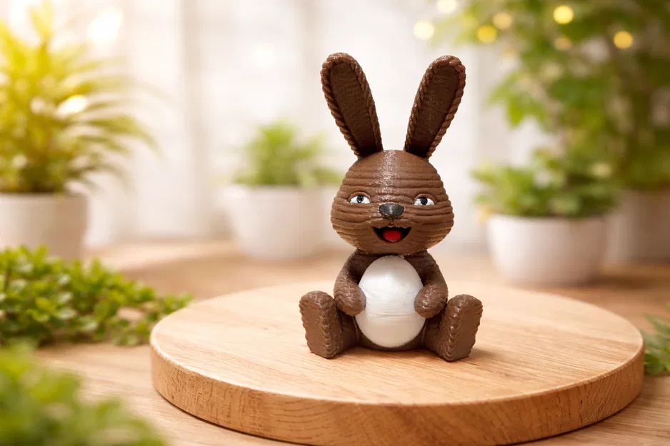 Mô Hình 3D Thỏ Con Dễ Thương Ôm Trứng Phục Sinh - Image 1