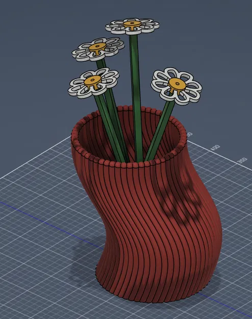 Bộ Bình & Chậu Gân Lượn Sóng Hiện Đại (+ Hoa Cúc Daisy) - Image 3