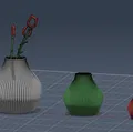 Bộ Vase & Planter Giọt Nước Gân Nổi Hiện Đại (+ Hoa Hồng Low-Poly!) - Thumbnail 1
