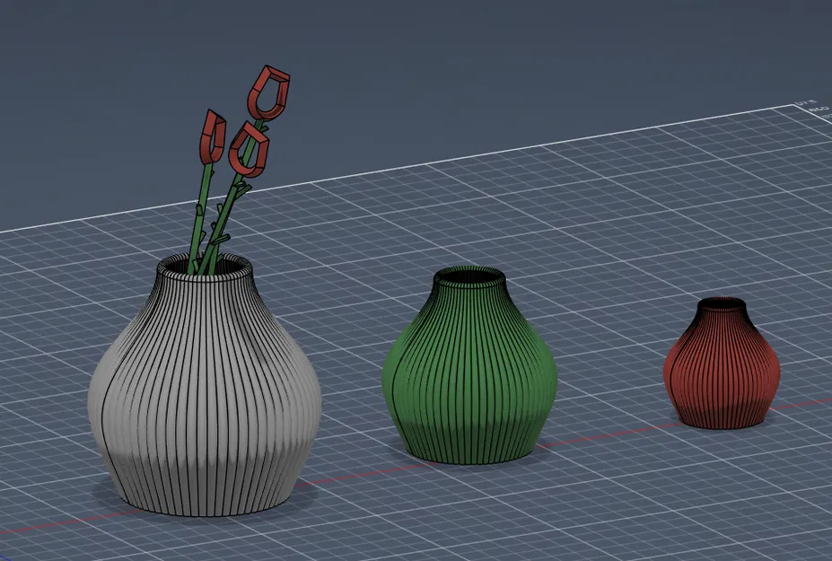 Bộ Vase & Planter Giọt Nước Gân Nổi Hiện Đại (+ Hoa Hồng Low-Poly!) - Image 2