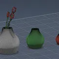 Bộ Vase & Planter Giọt Nước Gân Nổi Hiện Đại (+ Hoa Hồng Low-Poly!) - Thumbnail 2