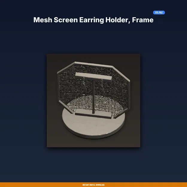 Giá treo bông tai lưới dạng khung đứng (STL in 3D) – treo stud & dangle - Image 1