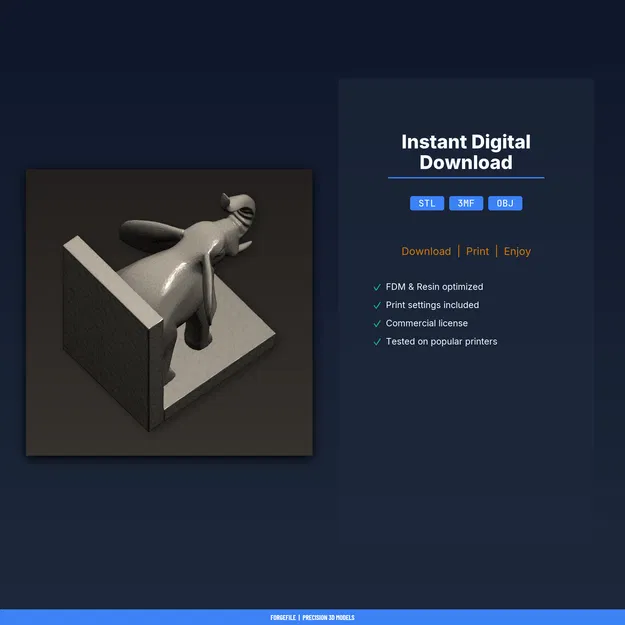 Chặn Sách Voi Vòi Giơ Cao, Đế Nặng Chắc – File STL In 3D - Image 2
