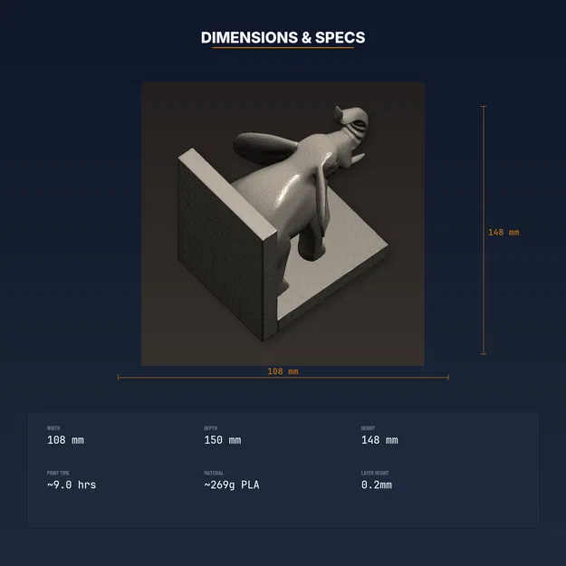 Chặn Sách Voi Vòi Giơ Cao, Đế Nặng Chắc – File STL In 3D - Image 4