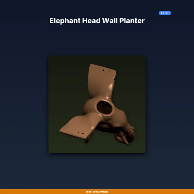 Chậu Treo Tường Đầu Voi (Elephant Head Wall Planter) - File STL In 3D - Image 1