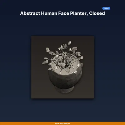 Chậu Cây Mặt Người Trừu Tượng Mắt Nhắm Yên Bình - File STL In 3D