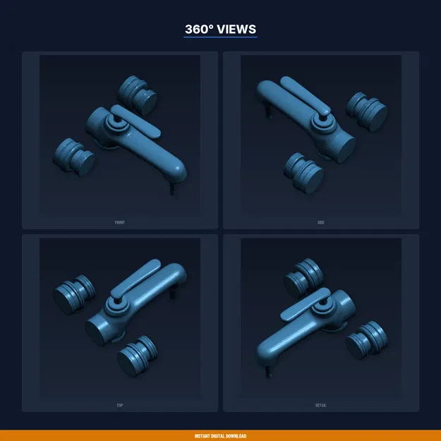 Tay Đòn Mở Vòi Nước Gắn Núm Tròn, Dễ Điều Khiển Nước – STL In 3D - Image 3