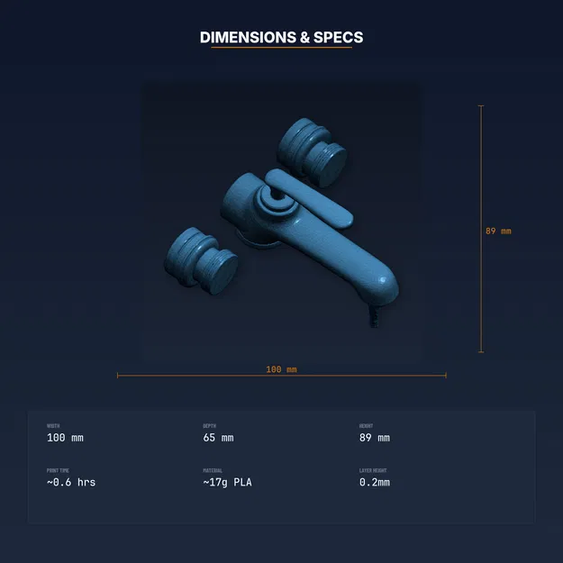 Tay Đòn Mở Vòi Nước Gắn Núm Tròn, Dễ Điều Khiển Nước – STL In 3D - Image 4