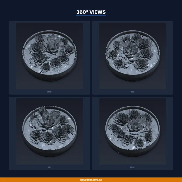 Chậu Faux Succulent Bowl giả sen đá – File STL in 3D - Image 3