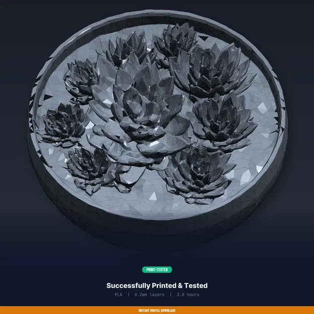 Chậu Faux Succulent Bowl giả sen đá – File STL in 3D - Image 8