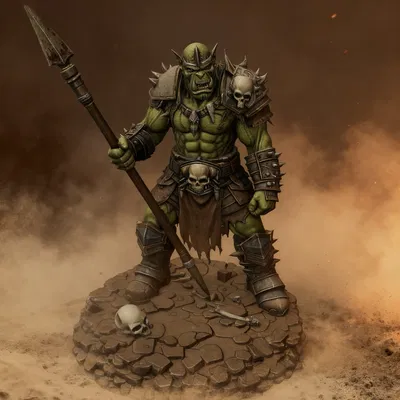 Bloodbound Realms – Orc – Ironfang Spearman (Miniature STL Dark Fantasy in 3D)