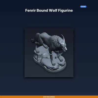 Tượng Sói Fenrir Bị Trói (Fenrir Bound Wolf Figurine) - File STL In 3D