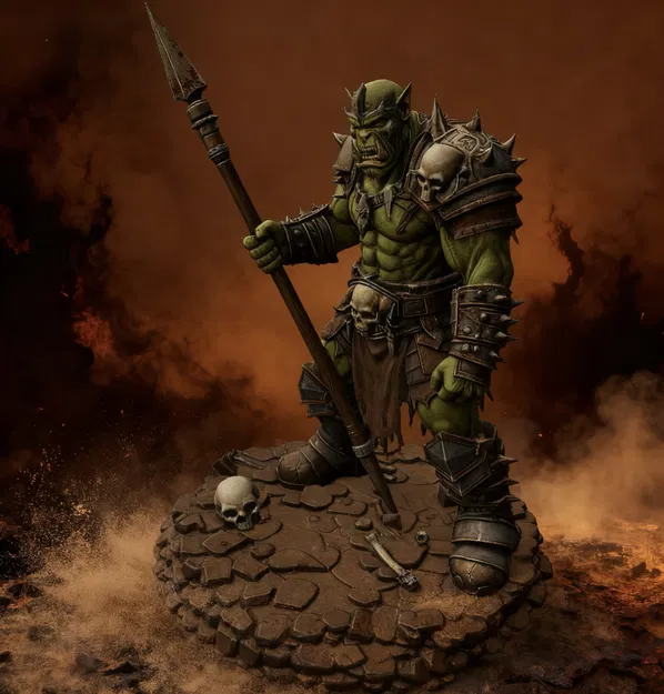 Bloodbound Realms – Orc – Ironfang Spearman (Miniature STL Dark Fantasy in 3D) - Image 2