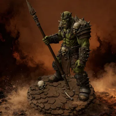 Bloodbound Realms – Orc – Ironfang Spearman (Miniature STL Dark Fantasy in 3D)