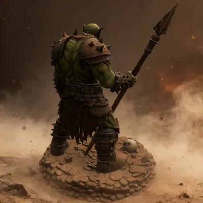 Bloodbound Realms – Orc – Ironfang Spearman (Miniature STL Dark Fantasy in 3D)
