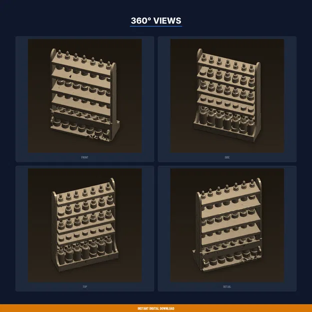 Kệ để chai nhỏ giọt tinh dầu hương, lưu trữ mùi gọn gàng - File STL in 3D - Image 3