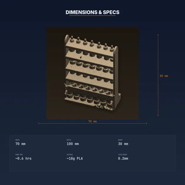 Kệ để chai nhỏ giọt tinh dầu hương, lưu trữ mùi gọn gàng - File STL in 3D - Image 4