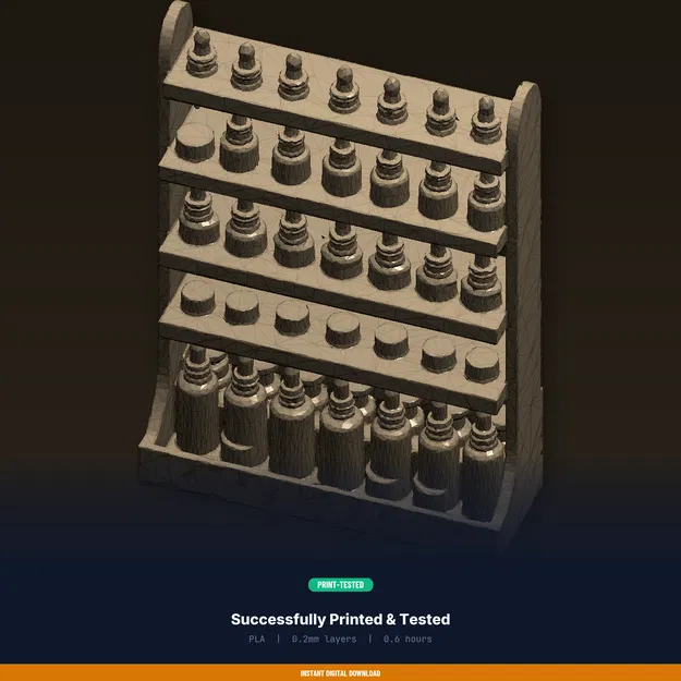 Kệ để chai nhỏ giọt tinh dầu hương, lưu trữ mùi gọn gàng - File STL in 3D - Image 8