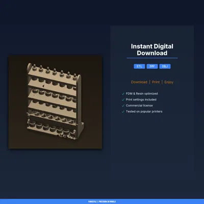 Kệ chai nhỏ giọt tinh dầu, lưu trữ mùi hương gọn gàng - File STL in 3D