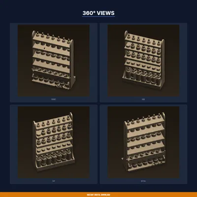 Kệ chai nhỏ giọt tinh dầu, lưu trữ mùi hương gọn gàng - File STL in 3D