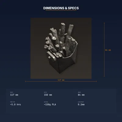 Khay đựng khoai tây chiên trên xe kẹp cửa gió + khay sốt (STL in 3D)