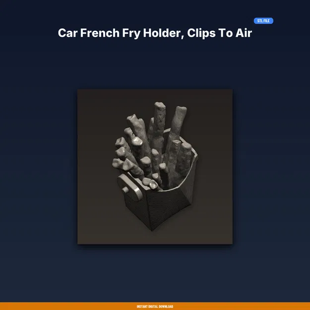 Khay đựng khoai tây chiên trên xe kẹp cửa gió + khay sốt (STL in 3D) - Image 1