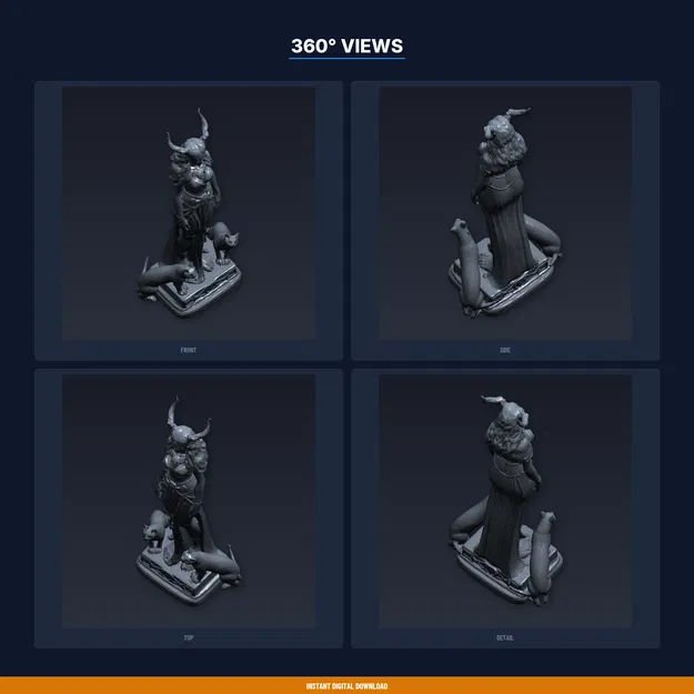 Tượng Nữ Thần Freya - File STL 3D Printable - Image 3