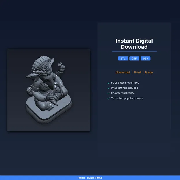 Tượng Ganesh Ngồi - File STL In 3D - Image 2