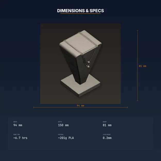 Giá Treo Dây Chuyền T-Bar Elegent, Treo Nhiều Dây – File STL In 3D - Image 4