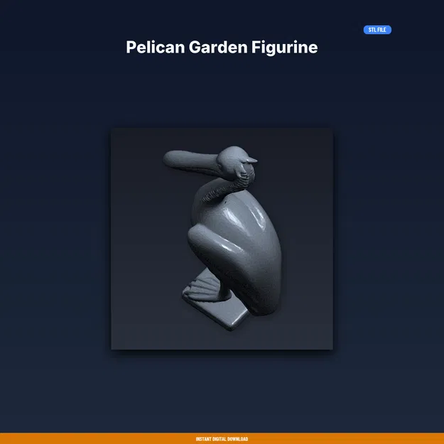 Tượng Bồ Nông Trang Trí Sân Vườn (Pelican Garden Figurine) - File STL in 3D - Image 1