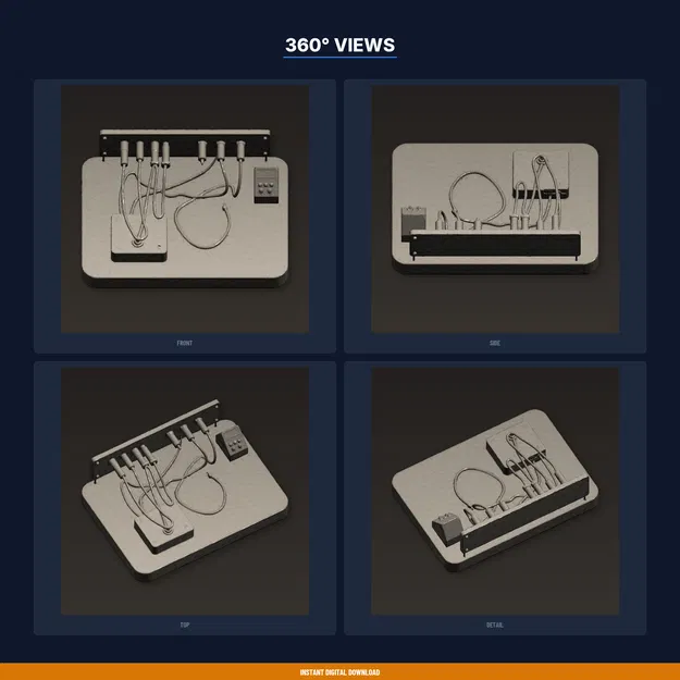 Kẹp đi dây pedalboard guitar dán keo, đi dây gọn gàng - STL in 3D - Image 2