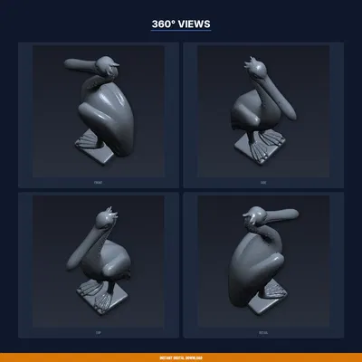 Tượng Bồ Nông Trang Trí Sân Vườn (Pelican Garden Figurine) - File STL in 3D