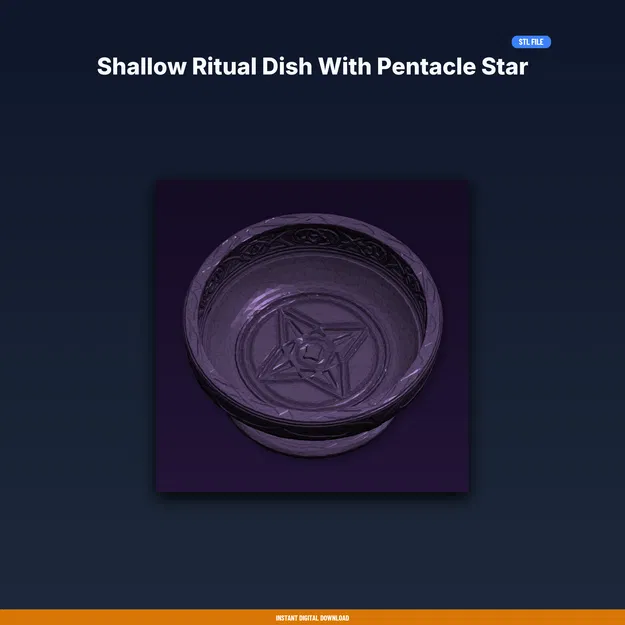 Đĩa nghi lễ nông khắc pentacle giữa, viền nổi – file STL in 3D - Image 1