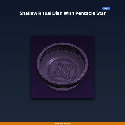 Đĩa nghi lễ nông khắc pentacle giữa, viền nổi – file STL in 3D