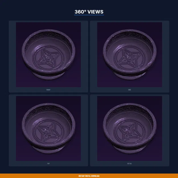 Đĩa nghi lễ nông khắc pentacle giữa, viền nổi – file STL in 3D - Image 3