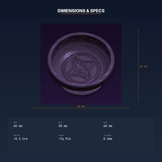 Đĩa nghi lễ nông khắc pentacle giữa, viền nổi – file STL in 3D - Image 4