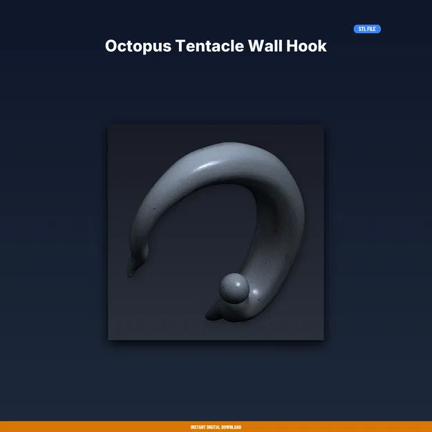 Móc Treo Tường Xúc Tu Bạch Tuộc – File STL In 3D (Octopus Tentacle Wall Hook) - Image 1